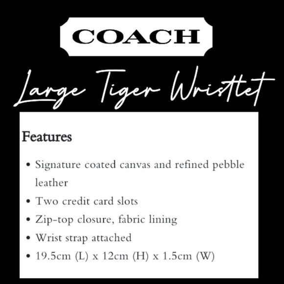 Coach LARGE Signature C and TIGER Print wristlet - Picture 3 of 8